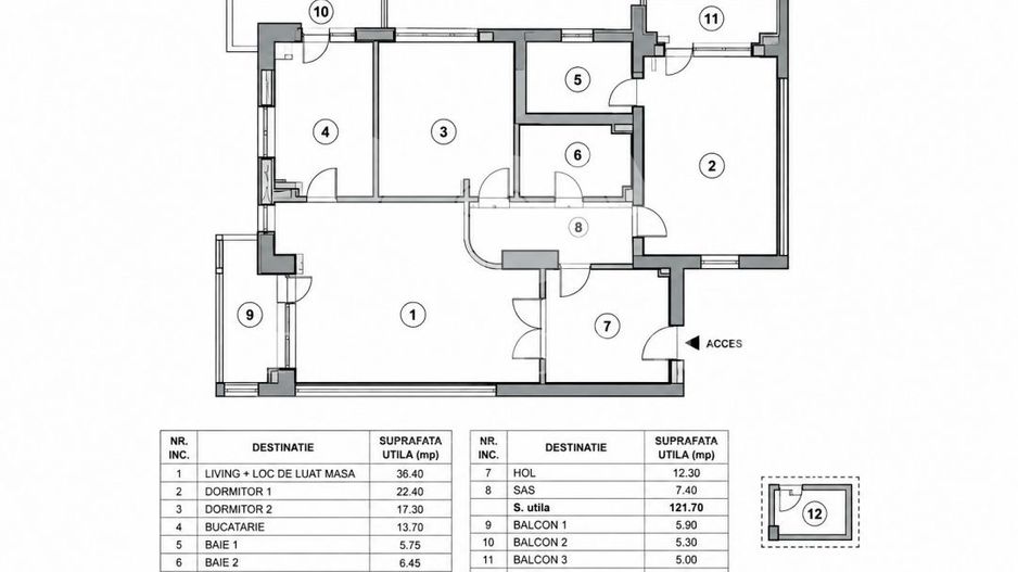 Apartament 3 camere lux - Herastrau | Loc de parcare - Schiță 19