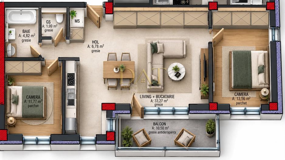 0% COMISION! Apartament 3 camere | 72 m | semifinisat | Terra Gardens - Poză 4