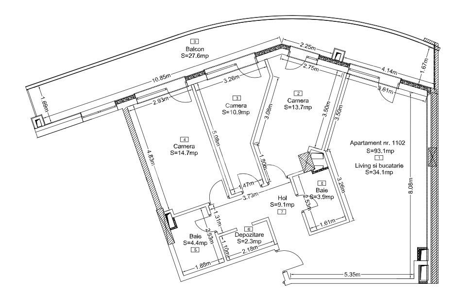 Apartament 4 camere | Terasă panoramică | 0% comision | Wings - Schiță 15