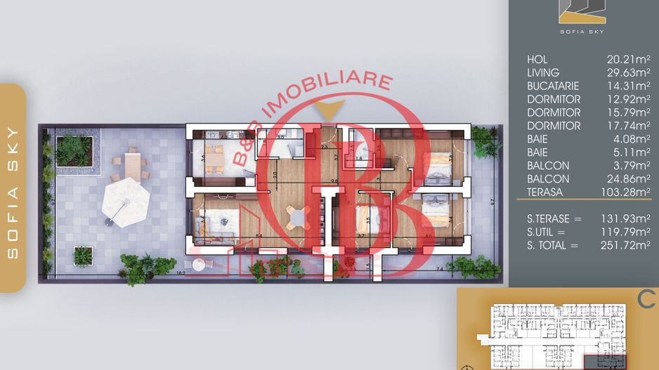 4 camere cu 2 terase mari Bucatarie 14mp la 7min Metrou - Schiță 10