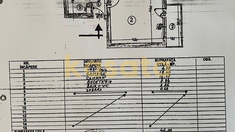 2 camere decomandat | Nicolae Grigorescu – Postăvarului | Etaj 9/10 | - Schiță 14