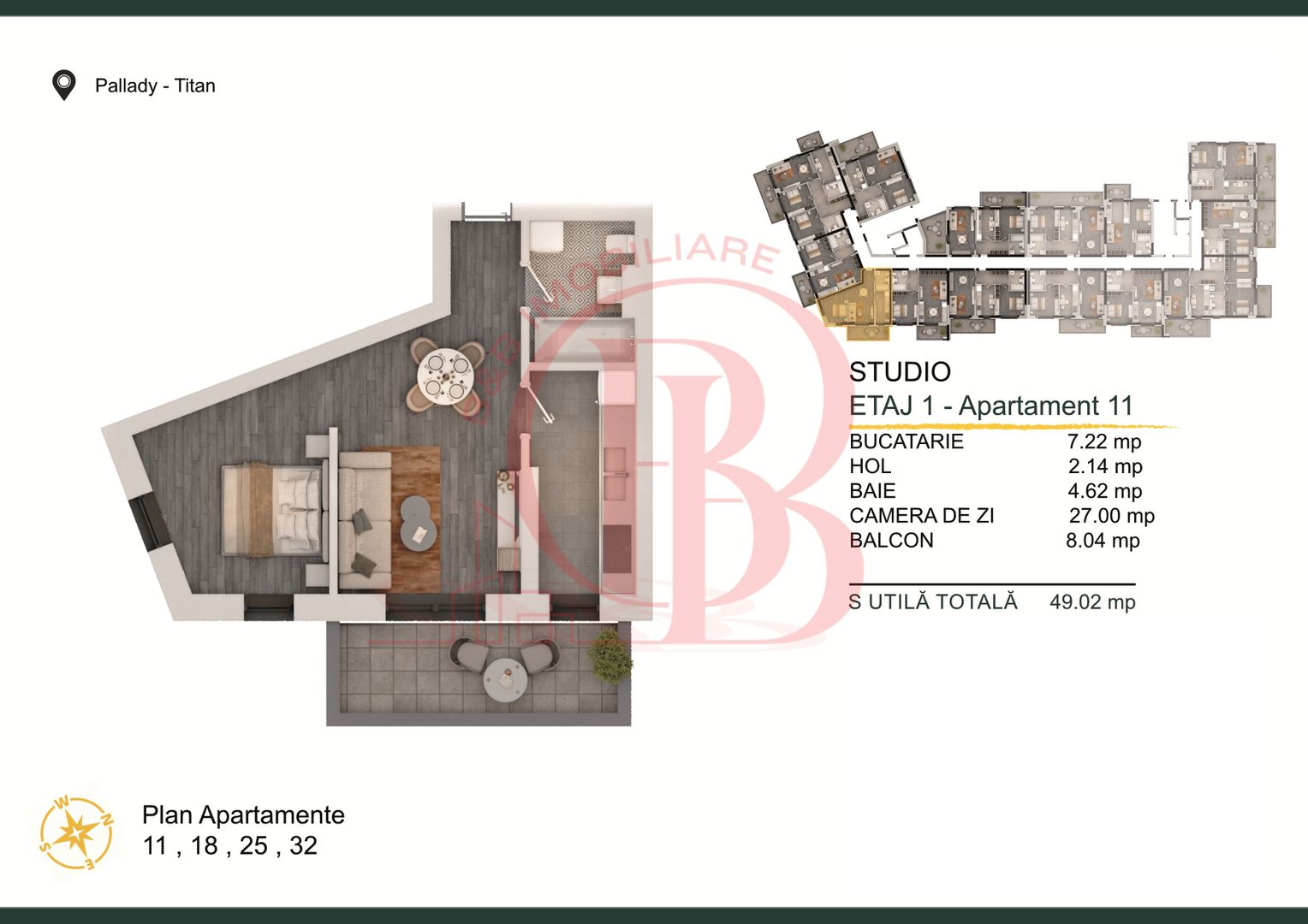 Th. Pallady-Apartament 2 camere cu Loc de parcare Gratuit - Schiță 2