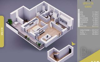 Duplex 2 camere Parcare Bonus-Titan-Pallady- 10 min Metrou Nicolae Teclu - Schiță 6