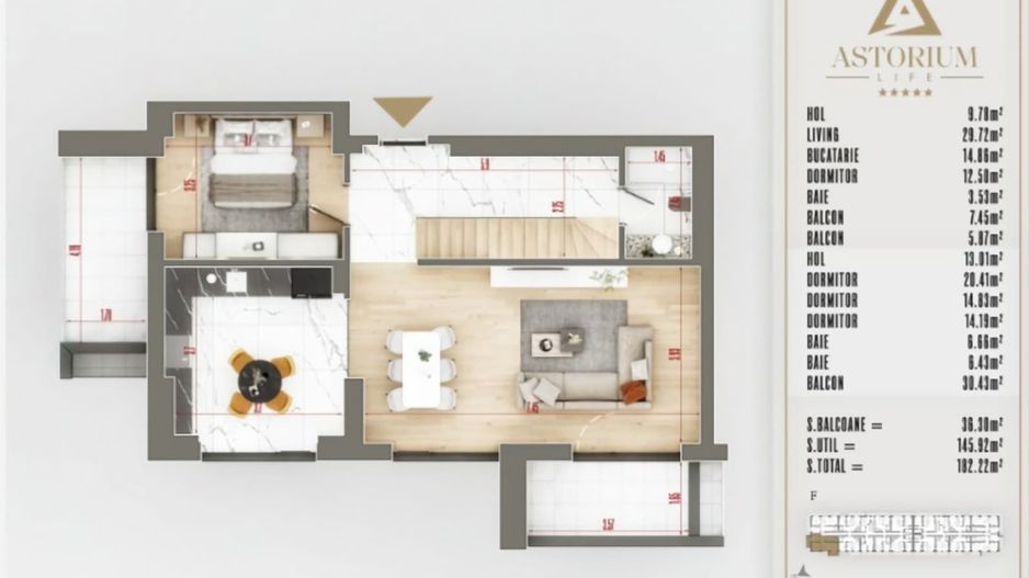 AP.ARTAMEN 5 CAMERE TIP DUPLEX - ASTORIUM LIFE! - Poză 3