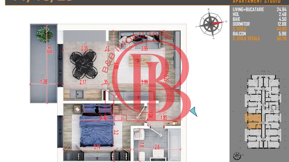 2 camere  Metrou Teclu- Titan Pallady -parcare bonus - Schiță 7