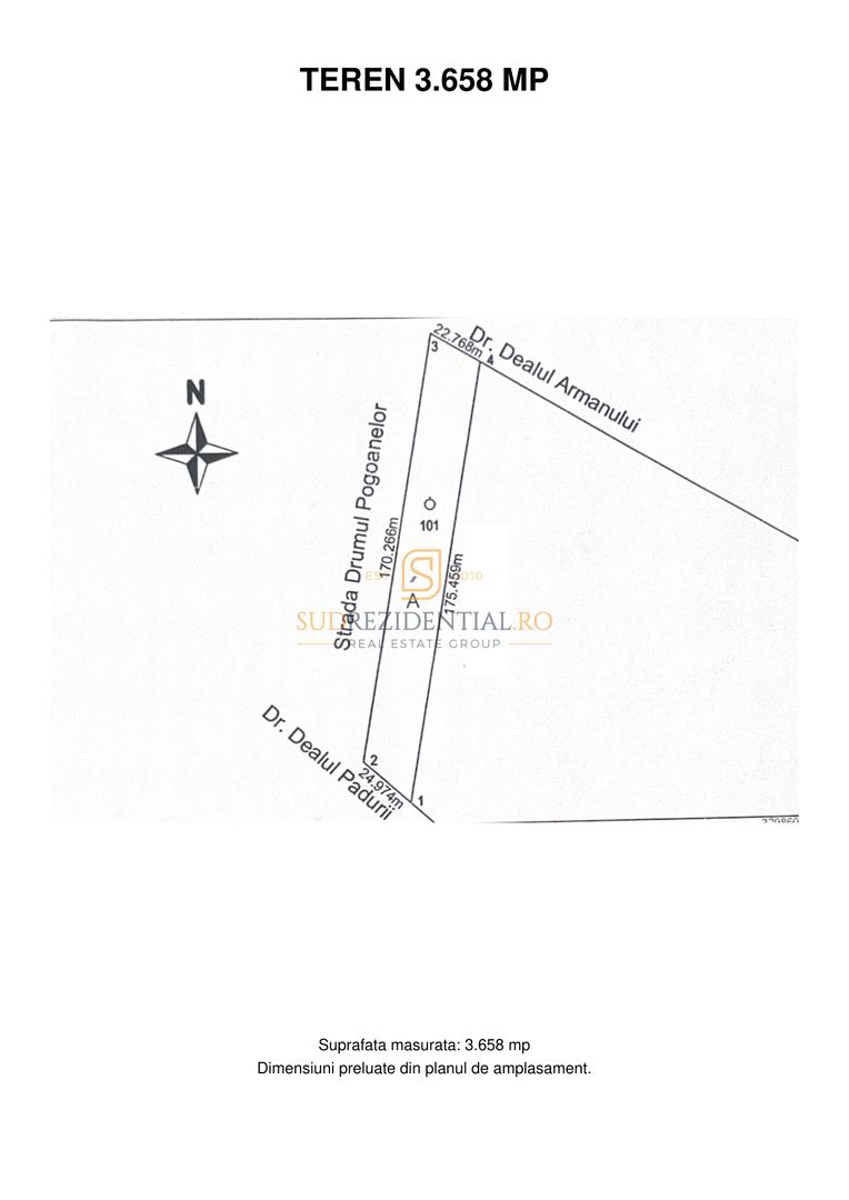 Teren 3.658 mp, deschidere la trei drumuri | Drumul Pogoanele - Schiță 2