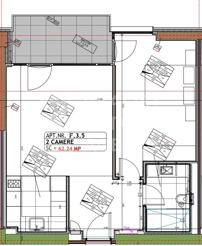 Apartament cu 2 camere - One Lake Club - Schiță 9