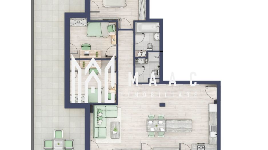 Penthouse 3 camere | Etaj 4 | Terasa 108 mp | Turnisor - Poză 1