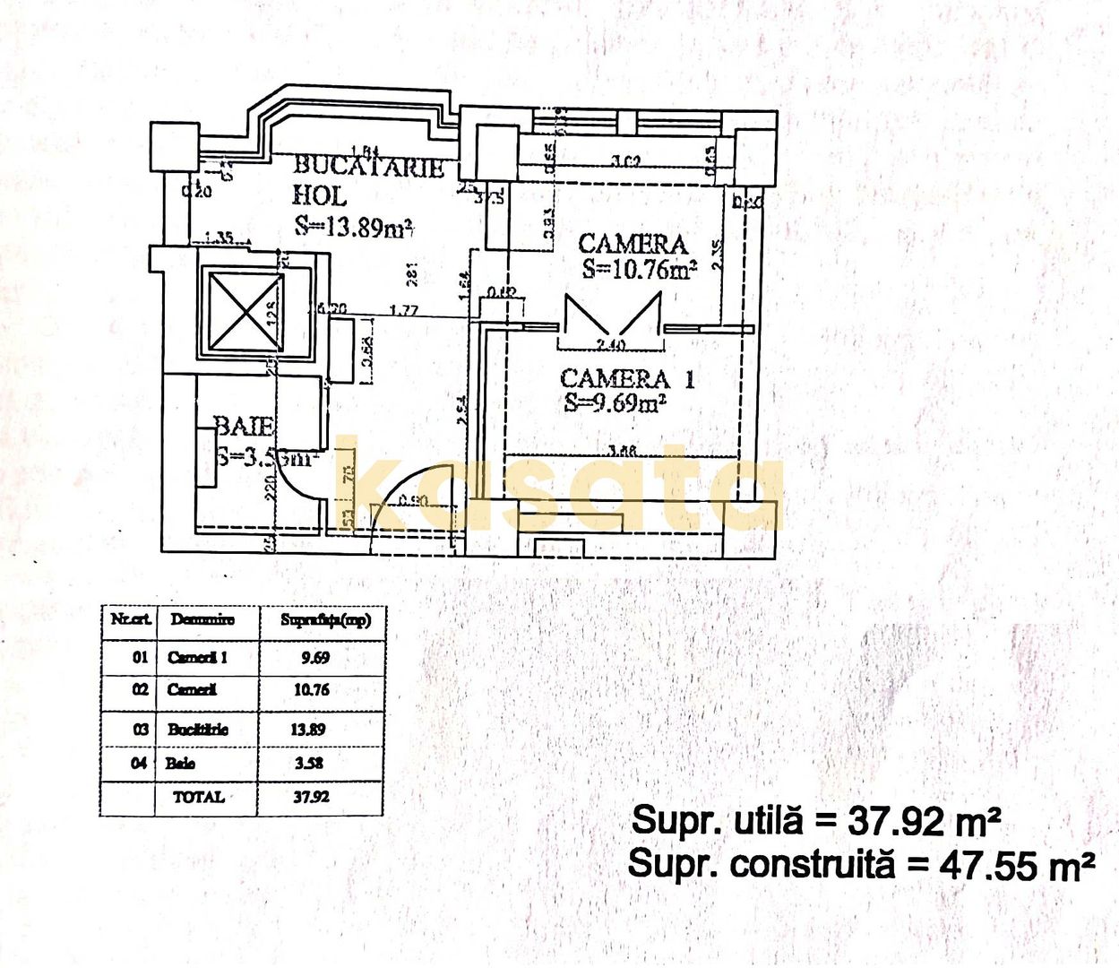 Garsonieră spațioasă Bd. Unirii | Etaj 5/8 | Pază | Vedere liniștită | - Schiță 15
