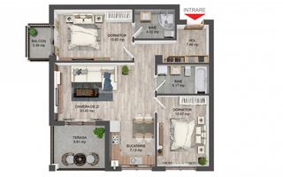 Super apartament 3 camere, 2 bai, terasa si balcon parcare si boxa - Poză 3