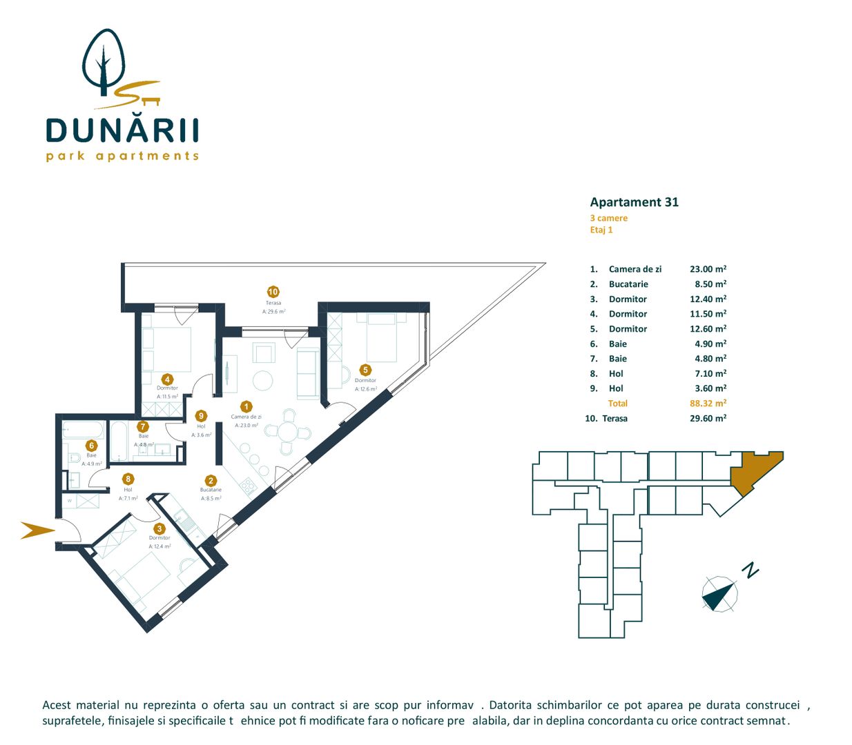 Apartament cu CF 3 camere finisat direct de la dezvoltator! - Poză 3