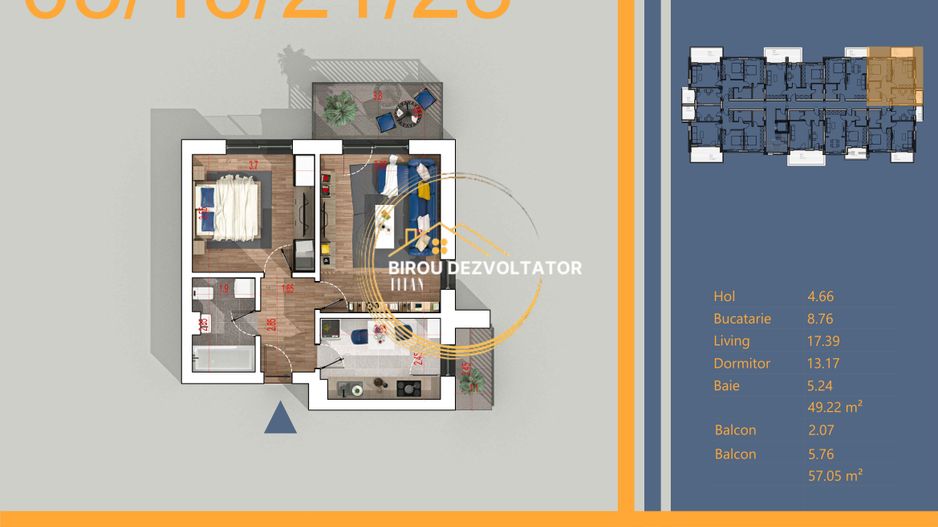 Parcare TVA 9% FINALIZAT Decomandat Metrou Teclu ikea Pallady - Schiță 12