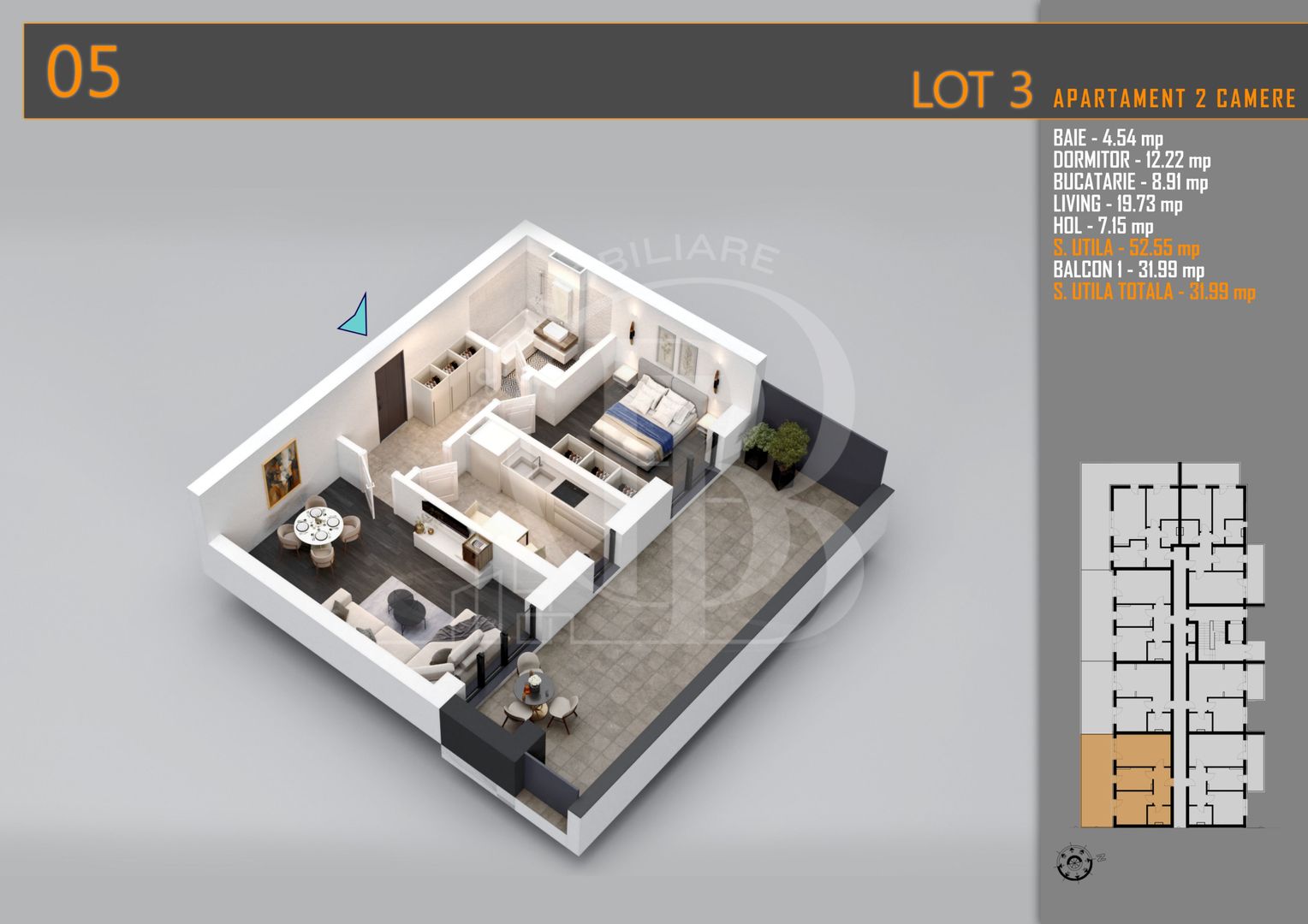 Apartament 2 camere cu terasa Titan-Pallady-Metrou Teclu - Schiță 8
