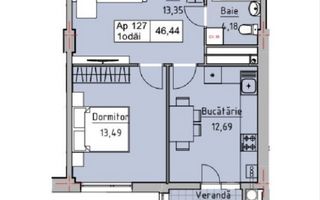 Vânzare, apartament, o cameră, str. Ceucari, Râșcani - Schiță 2