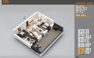 Apartament 2 Camere cu terasa de 33 mp și Comision 0%, metrou Teclu - Poză 2