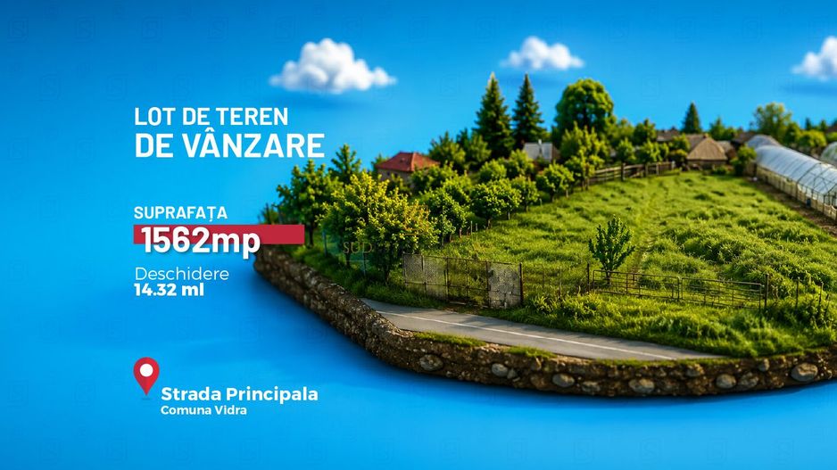 Teren intravilan de vânzare – 1.562 mp | Strada Câmpului, Comuna Vidra - Poză 1