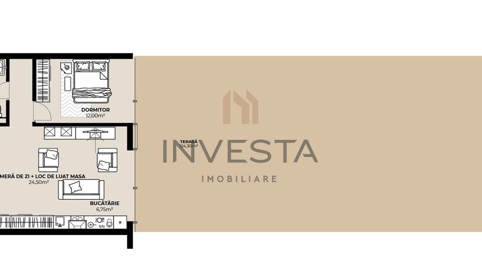 Apartament 2 camere cu terasa spectaculoasa, zona Septimiu Muresan! - Schiță 6