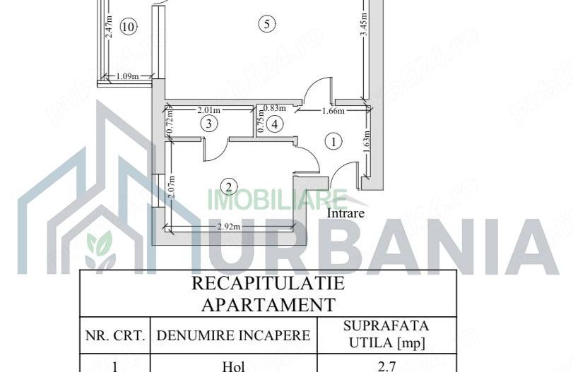 Apartament 2 camere, Tătărași Flora, etaj 1, 49,9 mp, mobilat și utilat, Iași - Poză 1