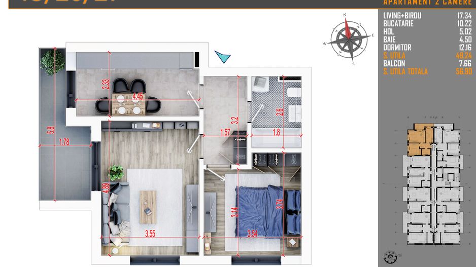 Apartament 2 camere decomandat,Pallady,Sector 3, Metrou - Poză 1