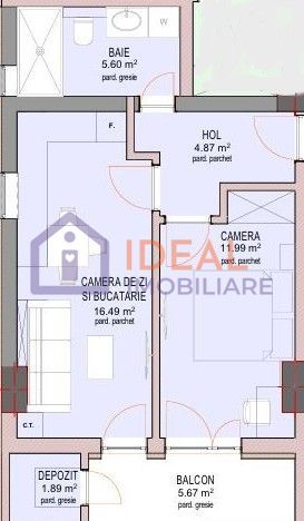 Apartament 2 camere si balcon la cheie, zona Doamna Stanca - Schiță 1