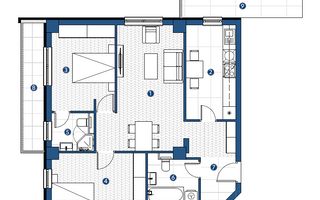 Apartament cu 3 camere in Galata,Iasi , 81.45 mp, etaj 5, bloc nou ! - Schiță 5