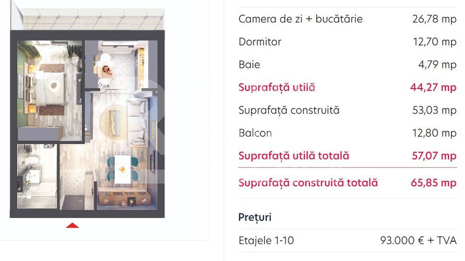 Vânzare, apartament, 2 camere tip 2B, Hils Brauner, București - Poză 2