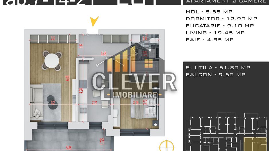 Apartament Modern + Parcare GRATUITĂ | Zona Pallady - Schiță 8