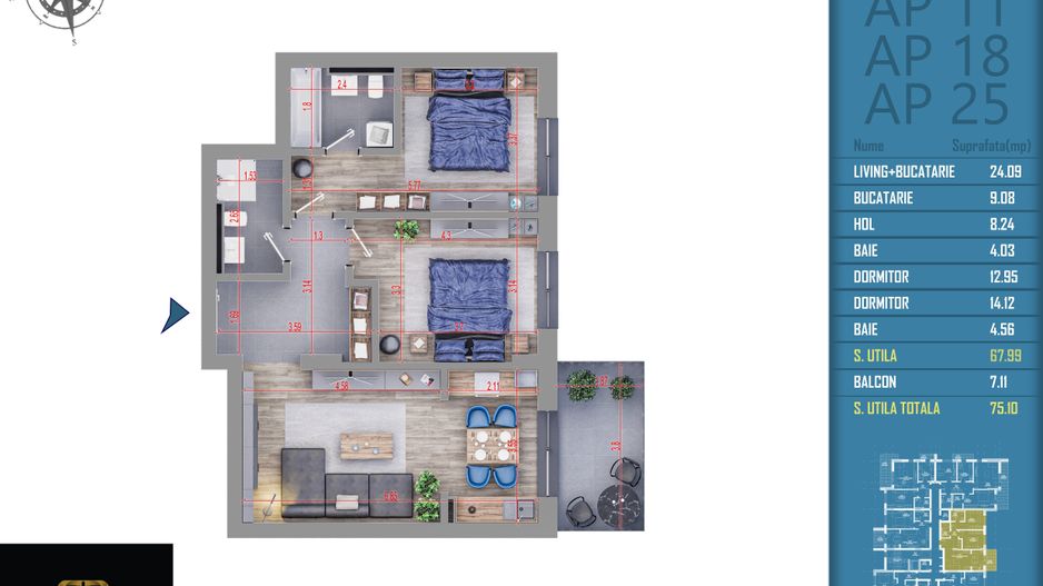 3 camere  finalizare rapida Titan -Pallady parcul Teilor - Schiță 14