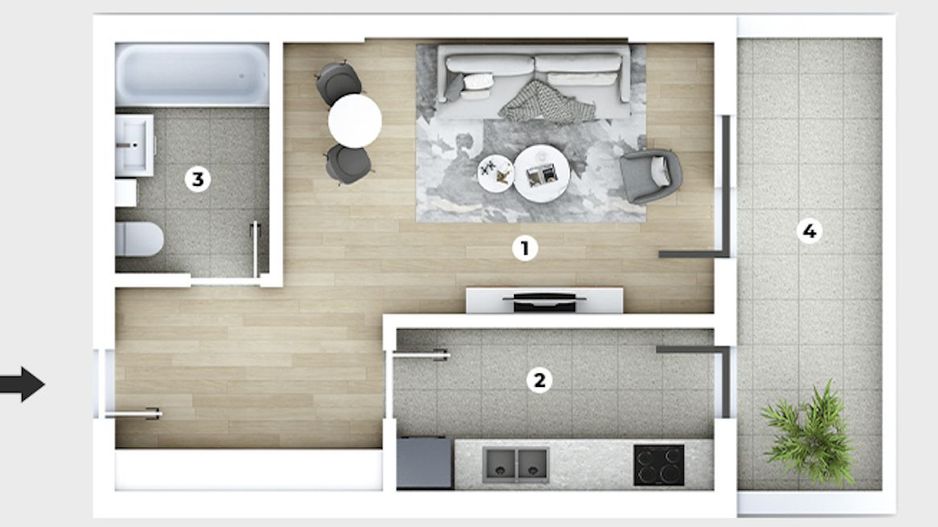 Apartament o camera,fix langa metrou,complex cu piscina - Poză 2