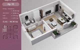 BG144-Apartament 2 camere bloc nou - Etaj 1– Giroc | Terasă | Parcare - Poză 3