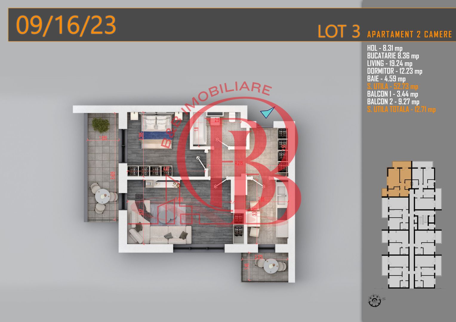 Apartament decomandat 2 camere Titan-Pallady-Metrou Teclu - Schiță 1