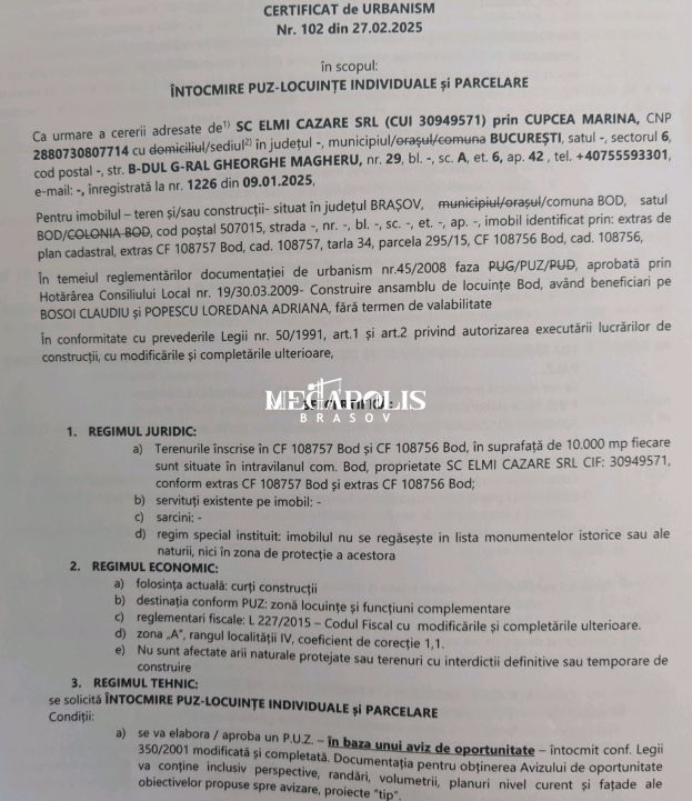 Teren BOD Intravilan 18 Euro/M2 - Poză 1