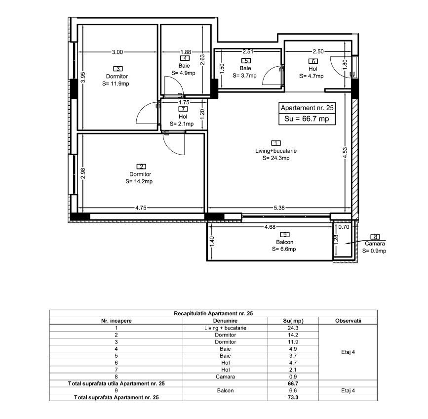 AP 25 Teilor Residence-3 camere FINISAT - Schiță 6