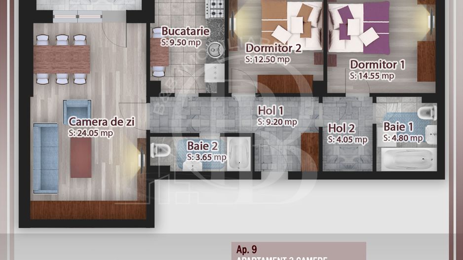 Titan-Pallady-Apartament 3 camere decomandat-7min STB - Schiță 1