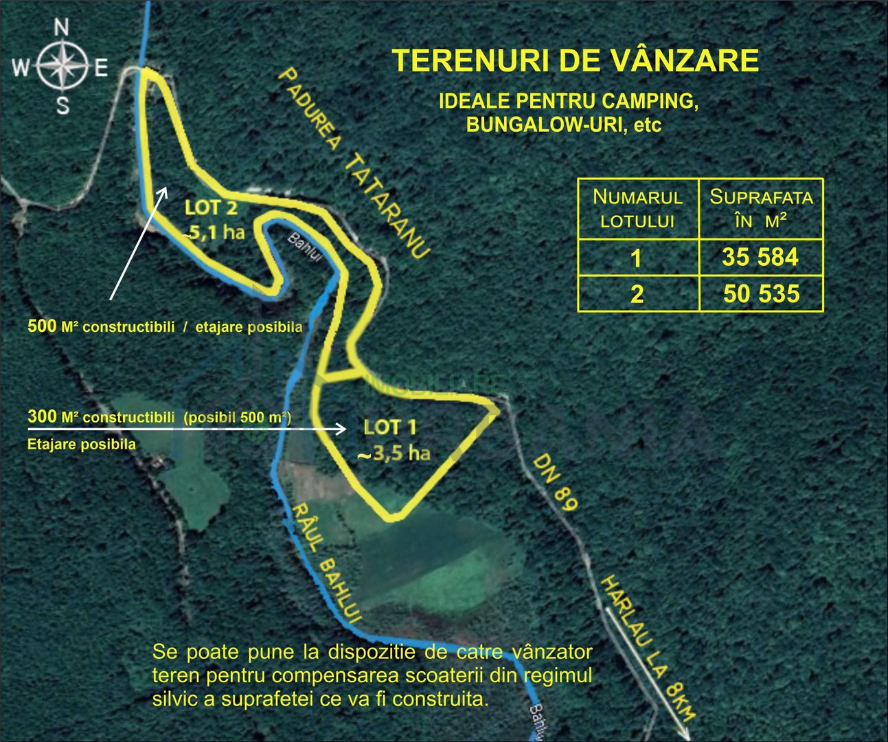 Teren 5+3 ha pentru camping în pădure, 500 m front la râu, 7 km Hârlău, lângă lacul Pârcovaci - Poză 1