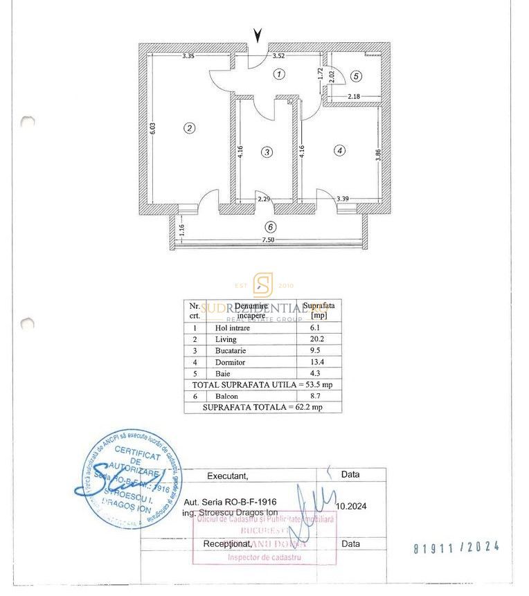 De inchiriat 2 camere, The Grand Kristal, mobilat si utilat | Sector 4 - Schiță 7