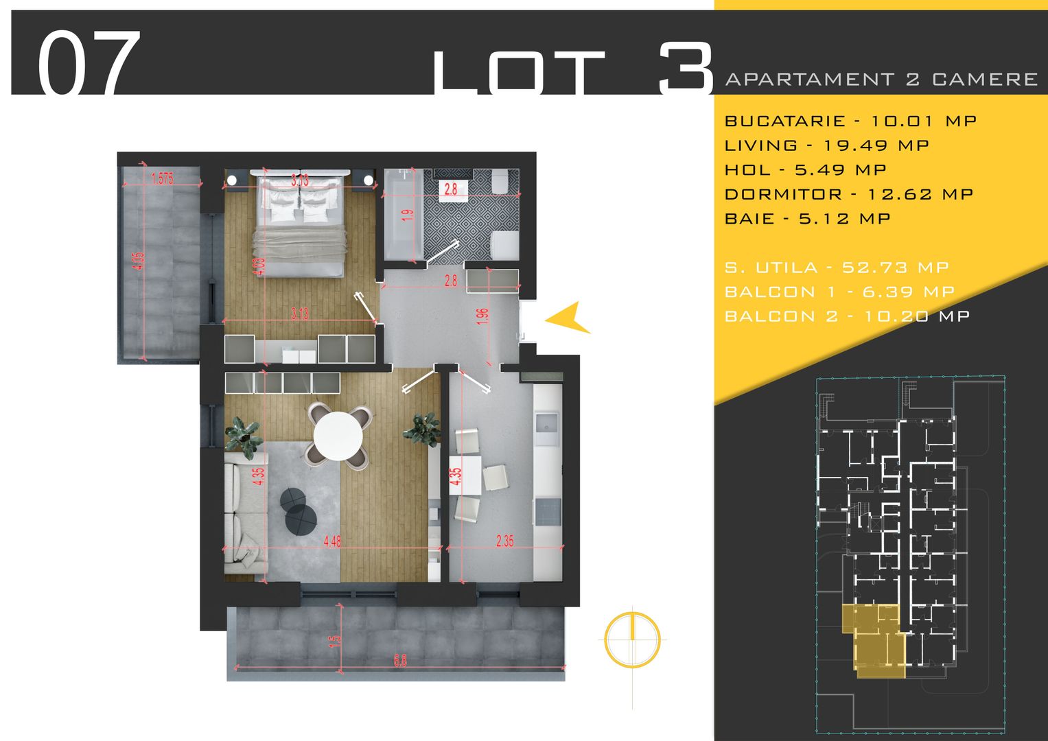 2 camere decomandat Titan Pallady  Metrou Nicolae Teclu - Schiță 10