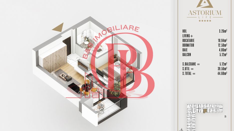 2 camere finisaje de calitate  proiect premium - Schiță 1