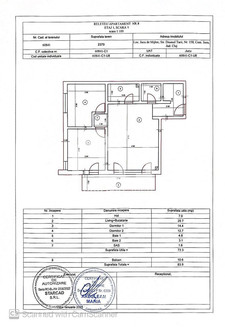 Apartament 3 camere, Bloc nou, Parcare inclusă, Jucu de Mijloc (AP.8) - Poză 14