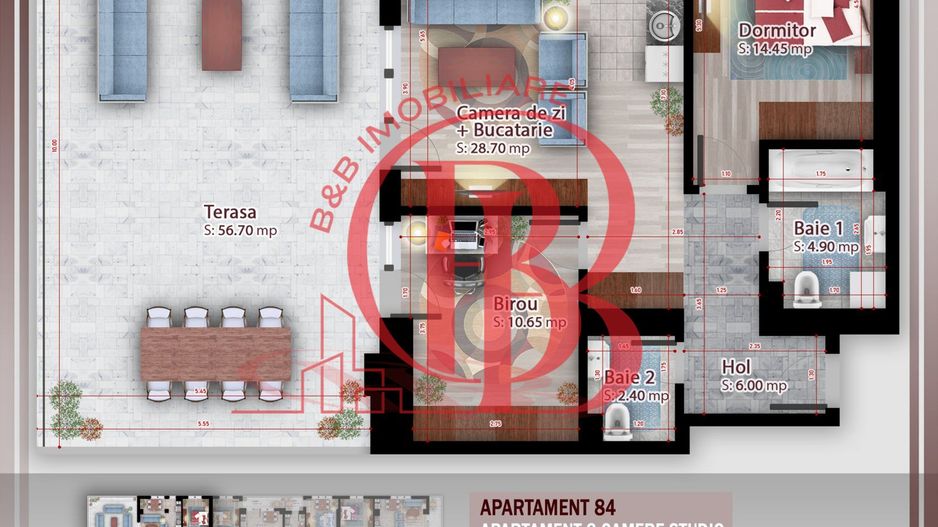 Apartament 3 camere cu terasa  Titan Pallady Metrou Nicolae Teclu - Schiță 2