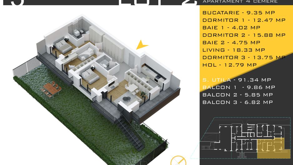 4 camere cu gradina Titan Pallady  Metrou Nicolae Teclu - Schiță 12