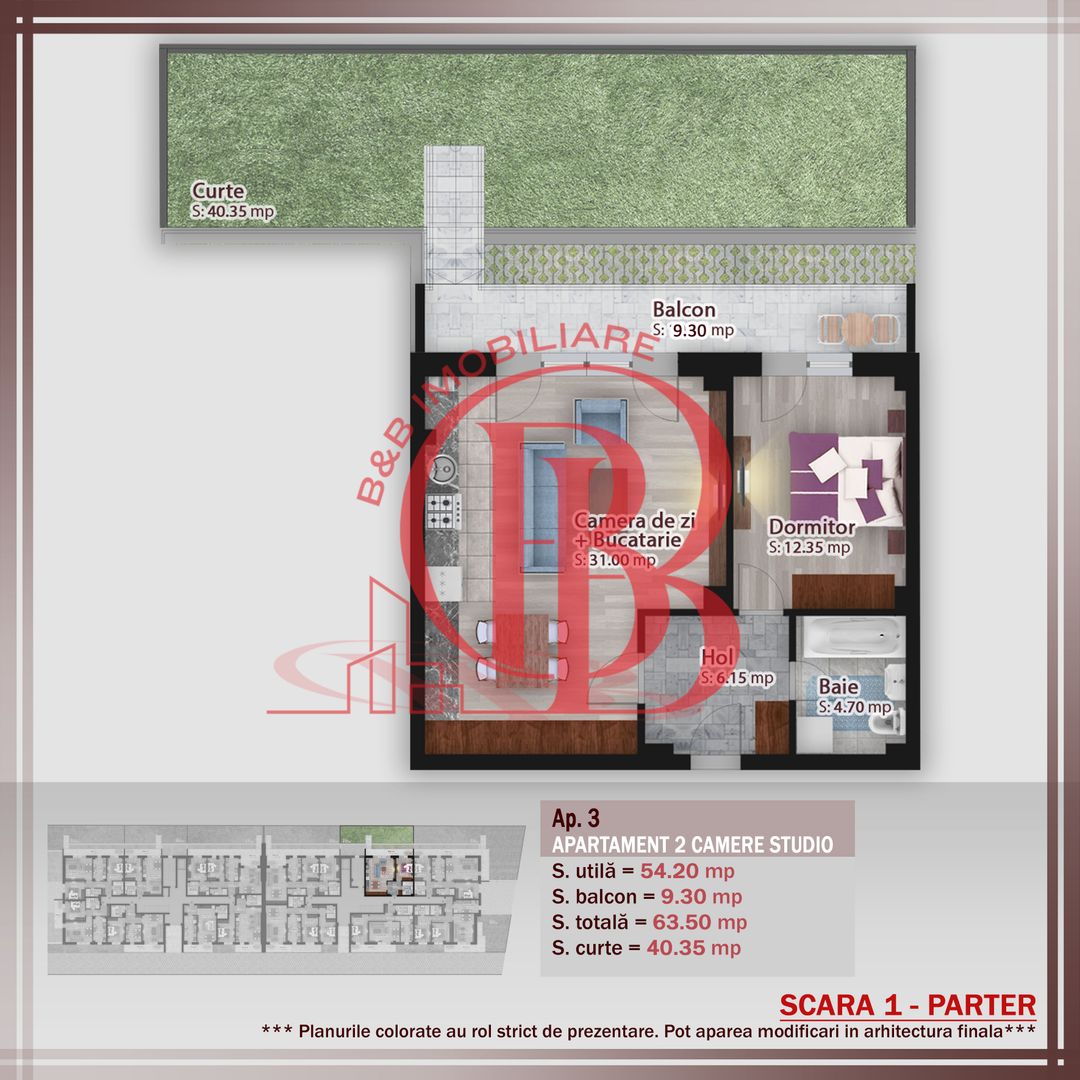 2 camere cu gradina -oferta lansare proiect Pallady - Schiță 1