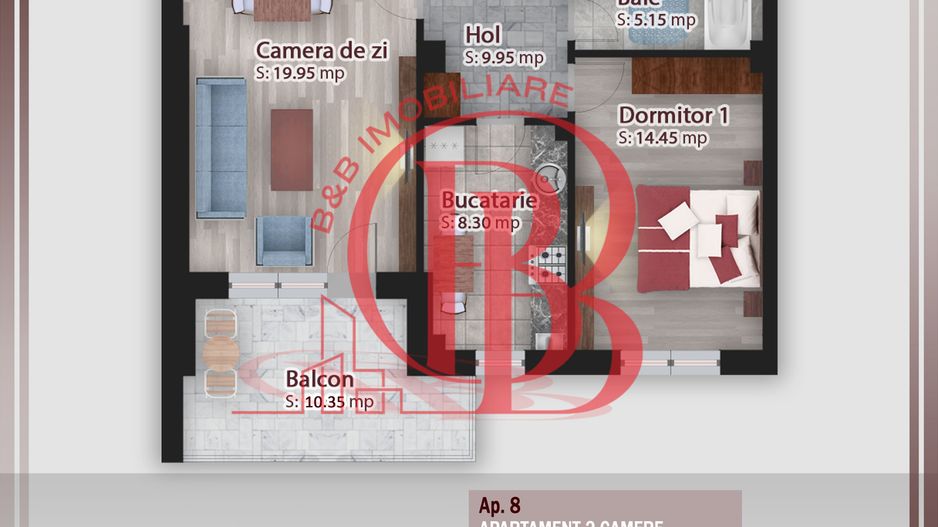 2 camere decomandat parcare bonus -oferta lansare proiect Pallady - Schiță 1