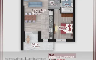 Studio 2 cam spatios 61 mp total, Comision 0% - zona Pallady - Schiță 14