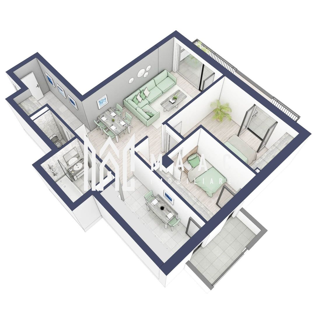 Apartament 3 camere | Balcoane 16.1 mp | Etaj 2 | Turnisor - Poză 2