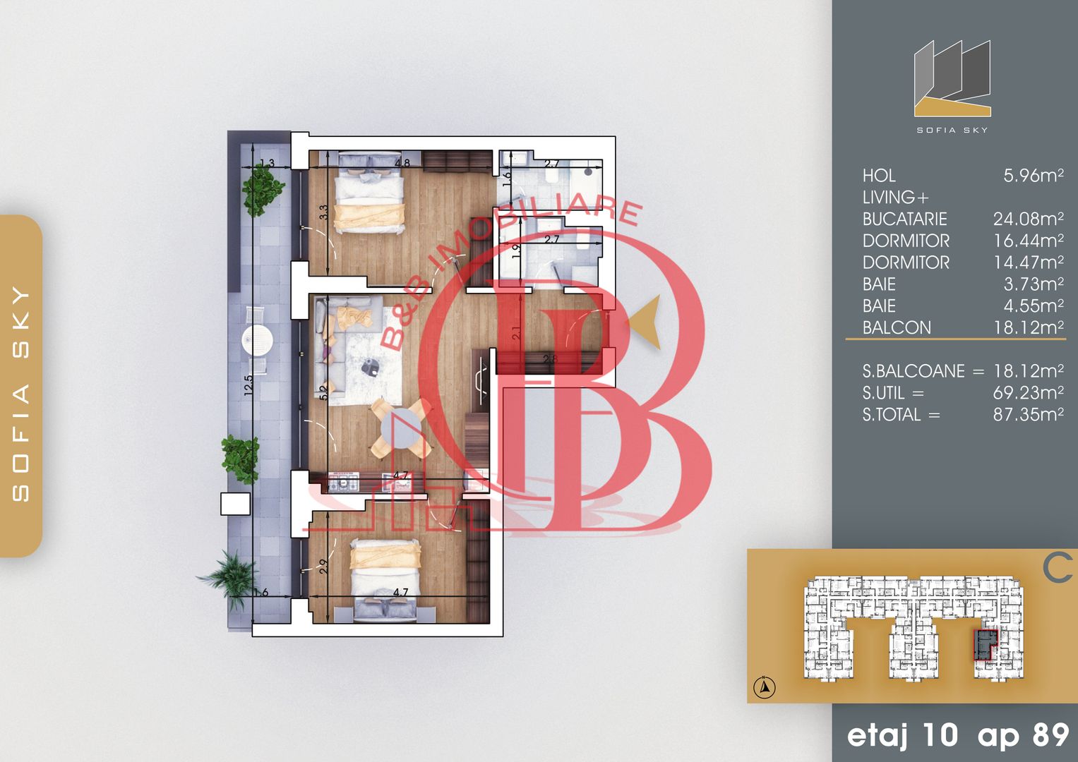 Apartament 3 camere cu 2 bai Finalizat 7 min Metrou Teclu - Schiță 4