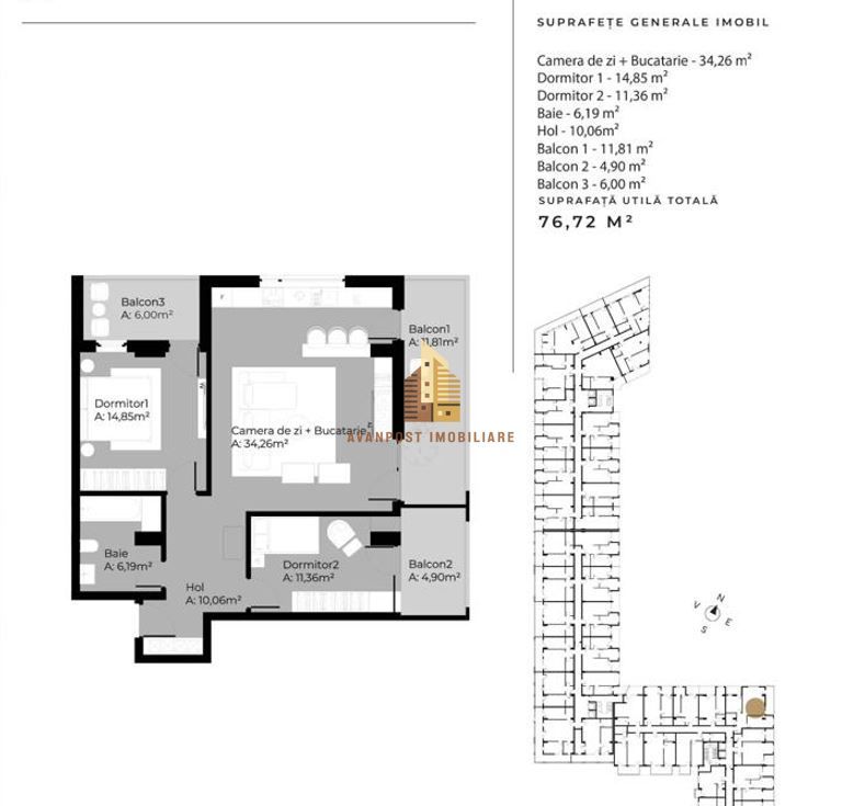 | Apartament cu 3 camere | Etaj intermediar | Cartierul Gheorgheni | - Poză 1