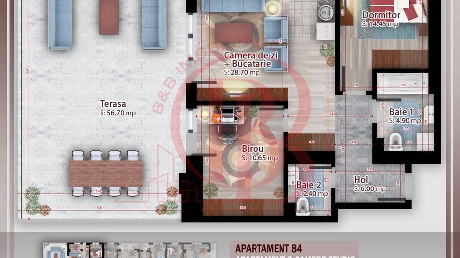 Apartament 3 camere cu terasa  Titan Pallady Metrou Nicolae Teclu - Schiță 2