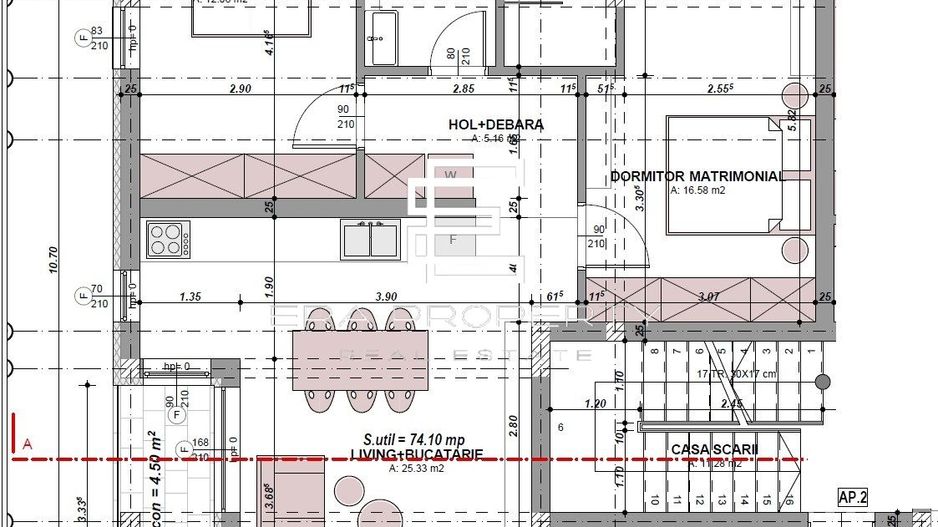 Apartament 3 camere /74 mp/finisaje premium/etaj 1/Cartierul Arhitectilor - Schiță 8