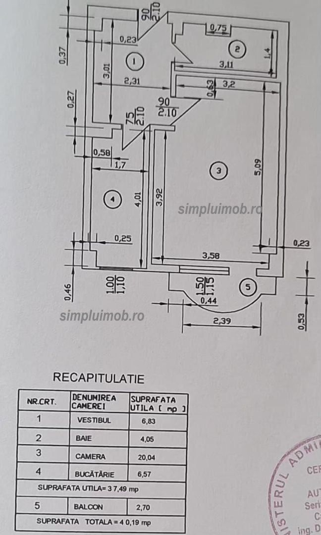 DECOMANDATA-OPORTUNITATE – GARSONIERĂ 40 MP, METROU LA 5 MINUTE - Schiță 9